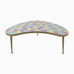 German Ceramic Metal & Mosaic Kidney Side Table, 1950s-RDW-801664