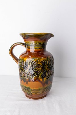 German Ceramic Pitcher with Decoration of Relief Leaves, 1960s-RIU-1167814