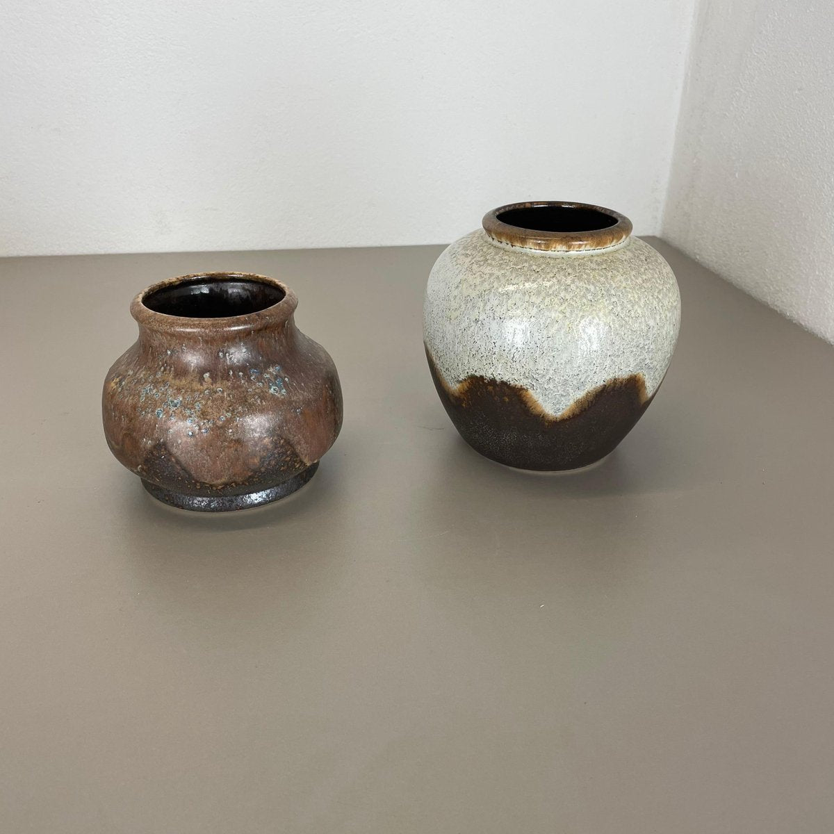 German Ceramic Pottery Lava Vases from Dümler and Breiden, 1960s, Set of 2