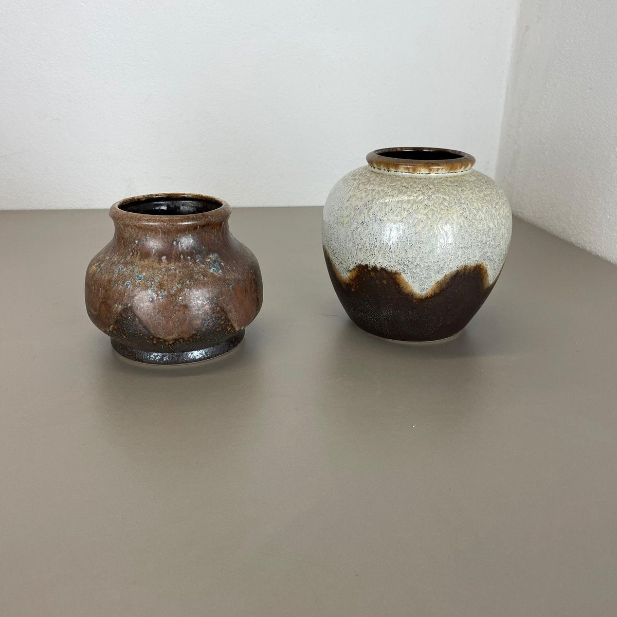 German Ceramic Pottery Lava Vases from Dümler and Breiden, 1960s, Set of 2