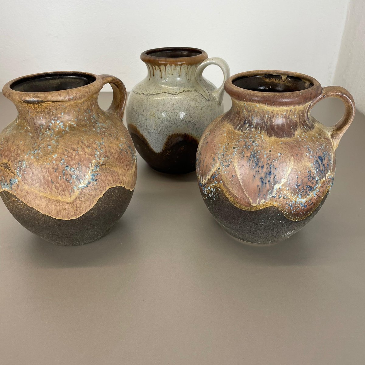 German Ceramic Pottery Lava Vases from Dümler and Breiden, 1960s, Set of 3