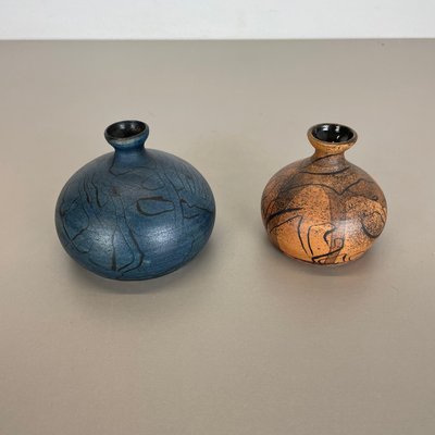 German Ceramic Studio Pottery Vase by Gerhard Liebenthron, 1980s, Set of 2-QZ-1077768