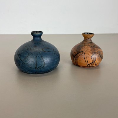 German Ceramic Studio Pottery Vase by Gerhard Liebenthron, 1980s, Set of 2-QZ-1077768