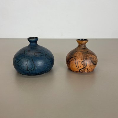 German Ceramic Studio Pottery Vase by Gerhard Liebenthron, 1980s, Set of 2-QZ-1077768