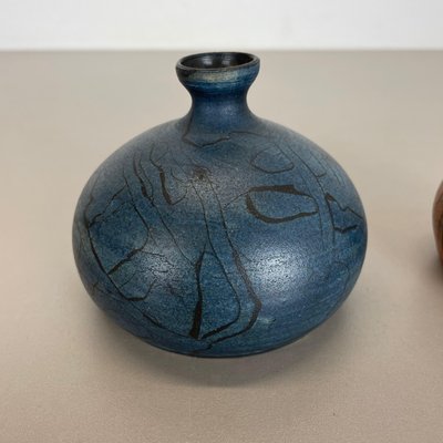 German Ceramic Studio Pottery Vase by Gerhard Liebenthron, 1980s, Set of 2-QZ-1077768