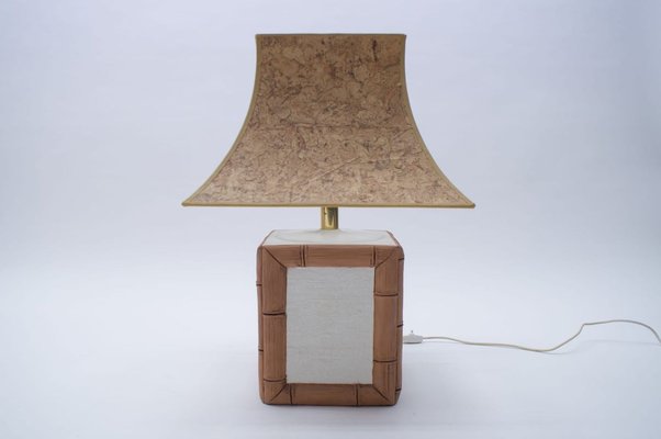 German Ceramic Table Lamp with Cork Shade from Leola, 1970s-KQB-736315