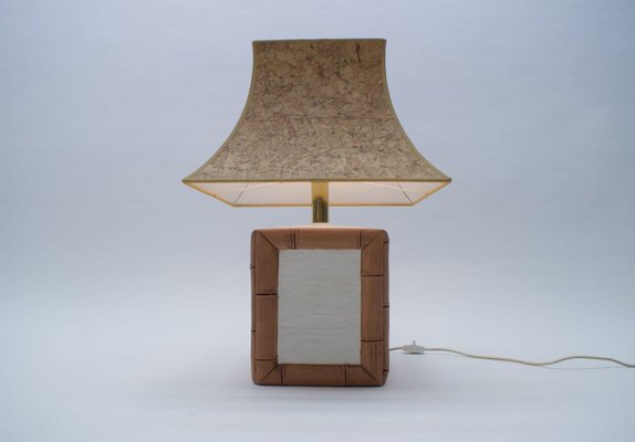 German Ceramic Table Lamp with Cork Shade from Leola, 1970s-KQB-736315