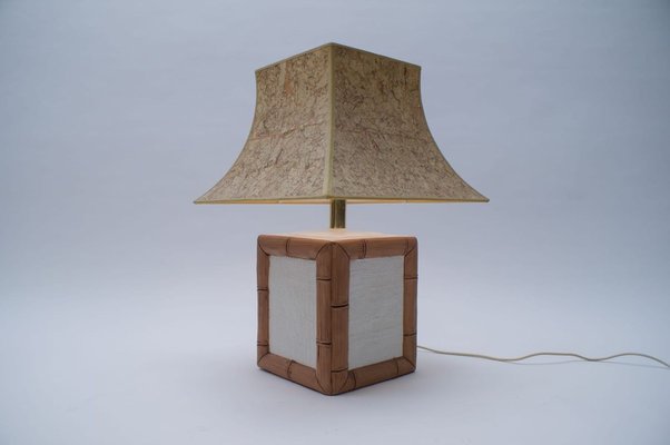 German Ceramic Table Lamp with Cork Shade from Leola, 1970s-KQB-736315