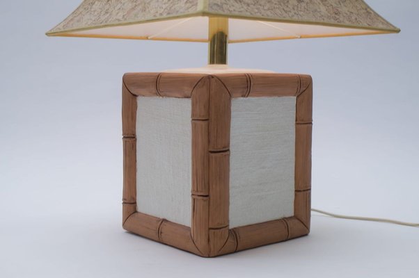 German Ceramic Table Lamp with Cork Shade from Leola, 1970s-KQB-736315