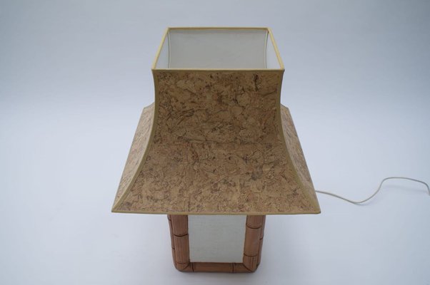 German Ceramic Table Lamp with Cork Shade from Leola, 1970s-KQB-736315