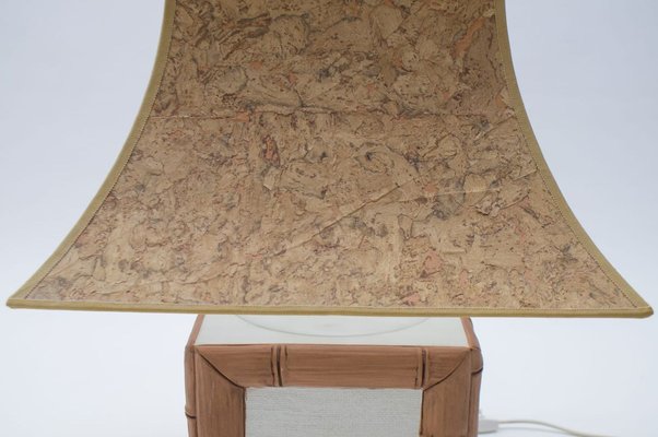 German Ceramic Table Lamp with Cork Shade from Leola, 1970s-KQB-736315