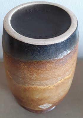 German Ceramic Vase with Brown Glaze with Ornamental Label from Scheurich, 1970s-HOI-1453631