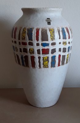 German Ceramic Vase with Colored Geometric Motifs from Jasba, 1960s-HOI-1453643