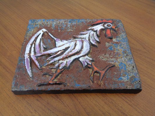 German Ceramic Wall Plaque with Cockerel, 1970s-RDW-961162