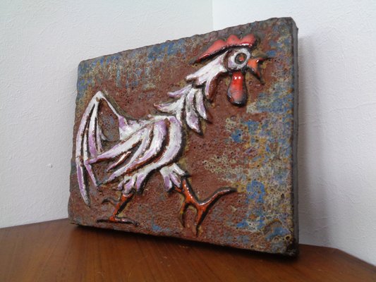 German Ceramic Wall Plaque with Cockerel, 1970s-RDW-961162