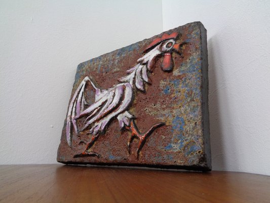 German Ceramic Wall Plaque with Cockerel, 1970s-RDW-961162