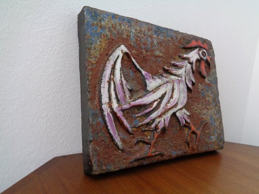 German Ceramic Wall Plaque with Cockerel, 1970s-RDW-961162