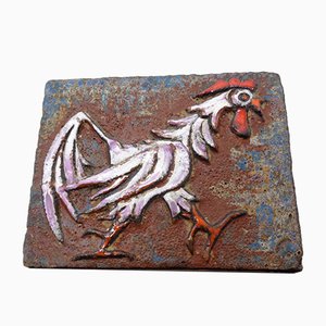 German Ceramic Wall Plaque with Cockerel, 1970s-RDW-961162