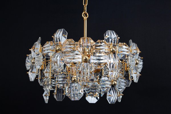 German Chandelier in Brass and Crystal Glass by Kinkeldey, 1970s-UGR-1736576