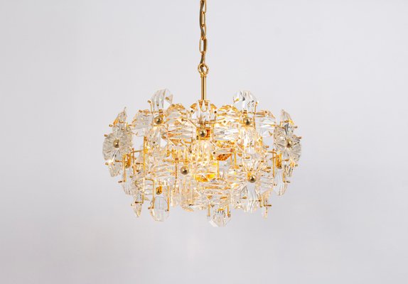 German Chandelier in Brass and Crystal Glass by Kinkeldey, 1970s-UGR-1736576