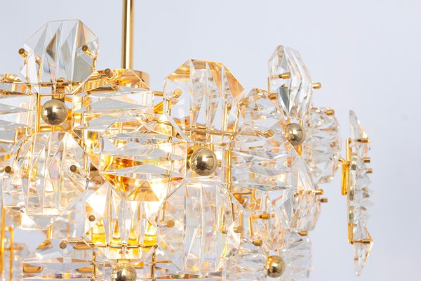 German Chandelier in Brass and Crystal Glass by Kinkeldey, 1970s-UGR-1736576