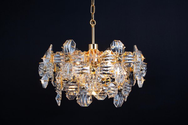 German Chandelier in Brass and Crystal Glass by Kinkeldey, 1970s-UGR-1736576