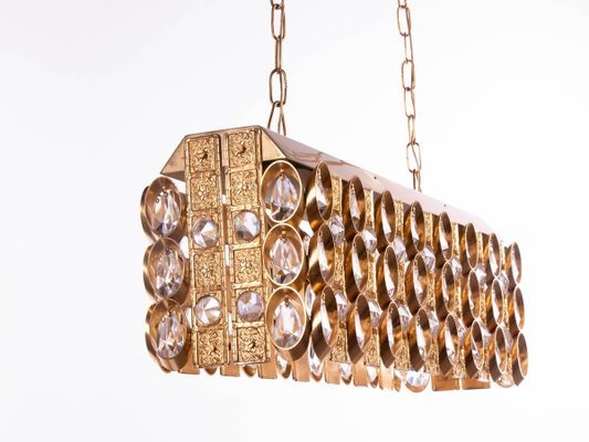 German Chandelier in Crystal & Gilt Brass by Christoph Palme for Palwa, 1960s-DEK-932686