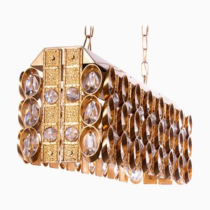 German Chandelier in Crystal & Gilt Brass by Christoph Palme for Palwa, 1960s-DEK-932686