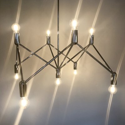 German Chandelier Light Structure with 9 Burning Points from Kinkeldey, 1960s-FFL-1282764