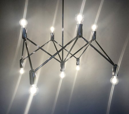 German Chandelier Light Structure with 9 Burning Points from Kinkeldey, 1960s-FFL-1282764