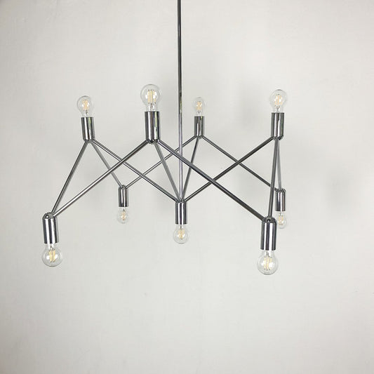 German Chandelier Light Structure with 9 Burning Points from Kinkeldey, 1960s