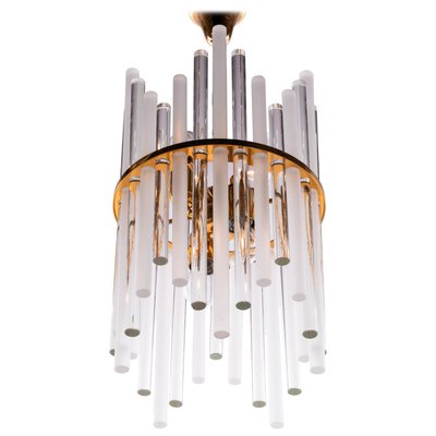 German Chandelier with Glass Rods & Brass from Palwa, 1960s-DEK-932685