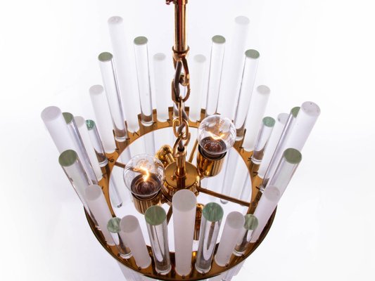 German Chandelier with Glass Rods & Brass from Palwa, 1960s-DEK-932685