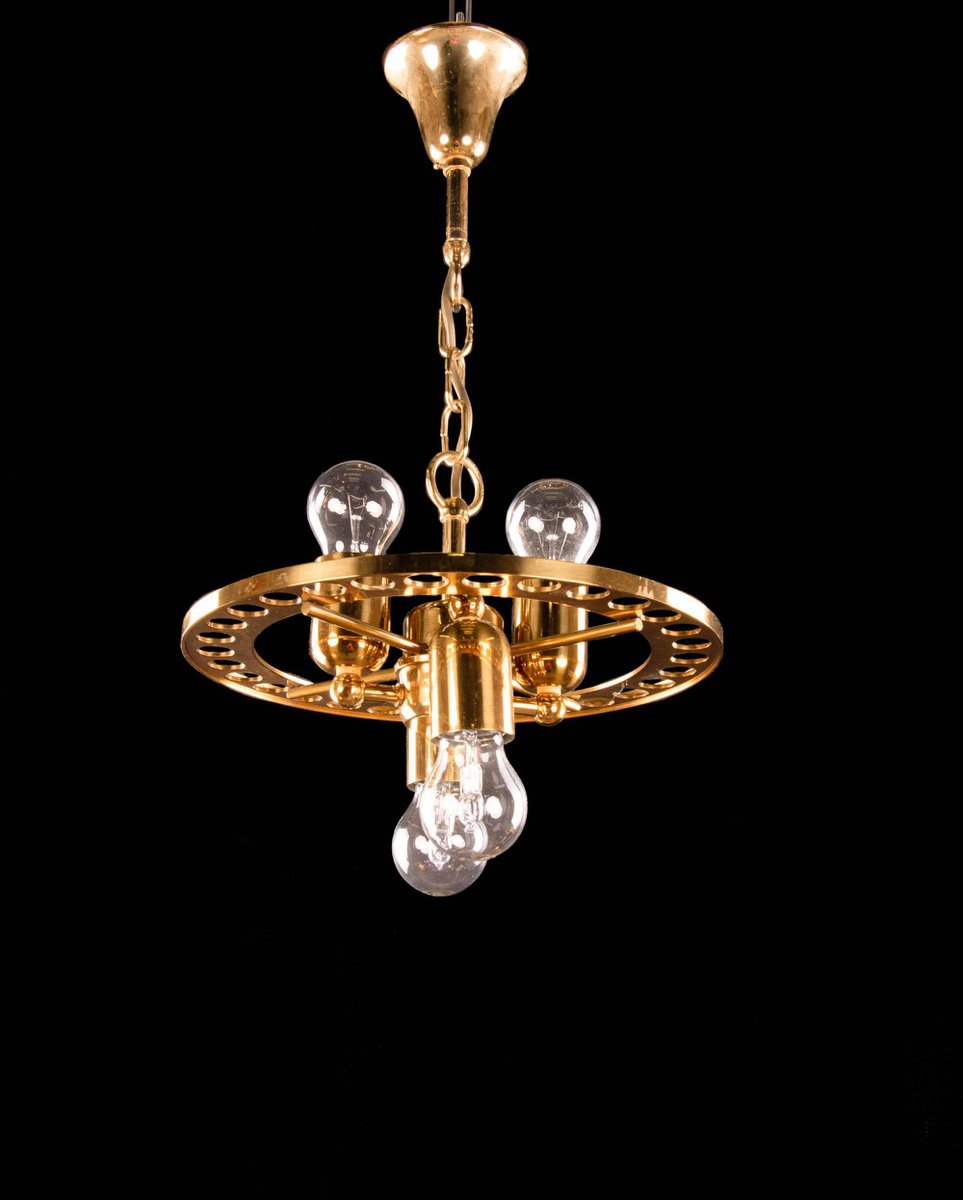 German Chandelier with Glass Rods & Brass from Palwa, 1960s