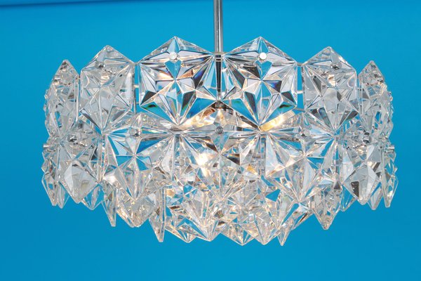 German Chrome and Crystal Glass Chandelier by Kinkeldey, 1970s-UGR-1085450