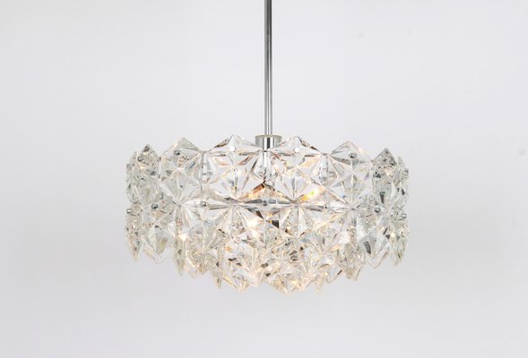 German Chrome and Crystal Glass Chandelier by Kinkeldey, 1970s-UGR-1085450