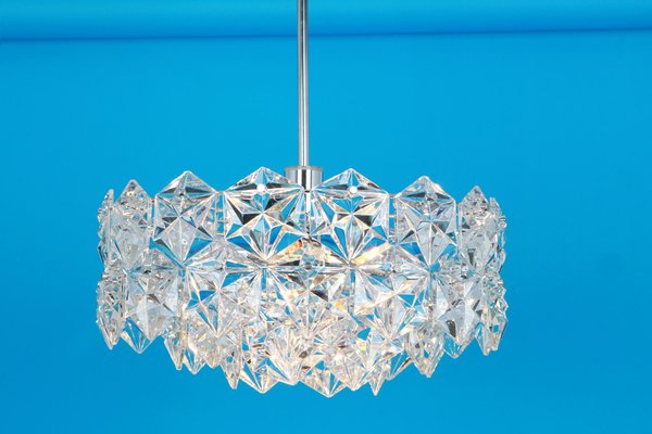 German Chrome and Crystal Glass Chandelier by Kinkeldey, 1970s-UGR-1085450