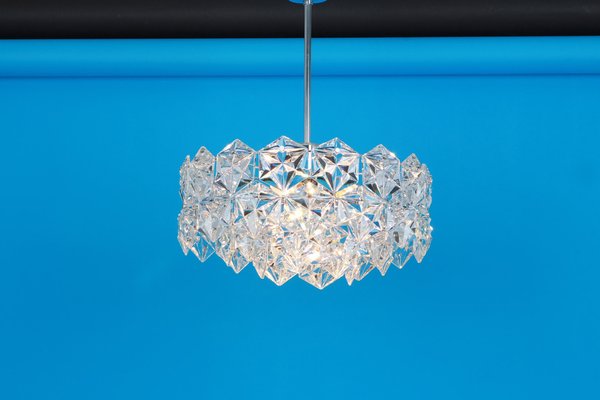 German Chrome and Crystal Glass Chandelier by Kinkeldey, 1970s-UGR-1085450