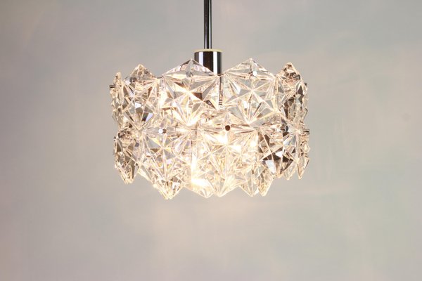 German Chrome and Crystal Glass Chandelier from Kinkeldey, 1970s-UGR-1112594