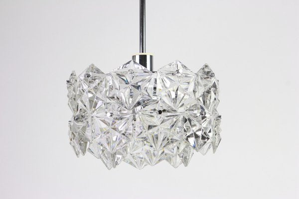 German Chrome and Crystal Glass Chandelier from Kinkeldey, 1970s-UGR-1112594