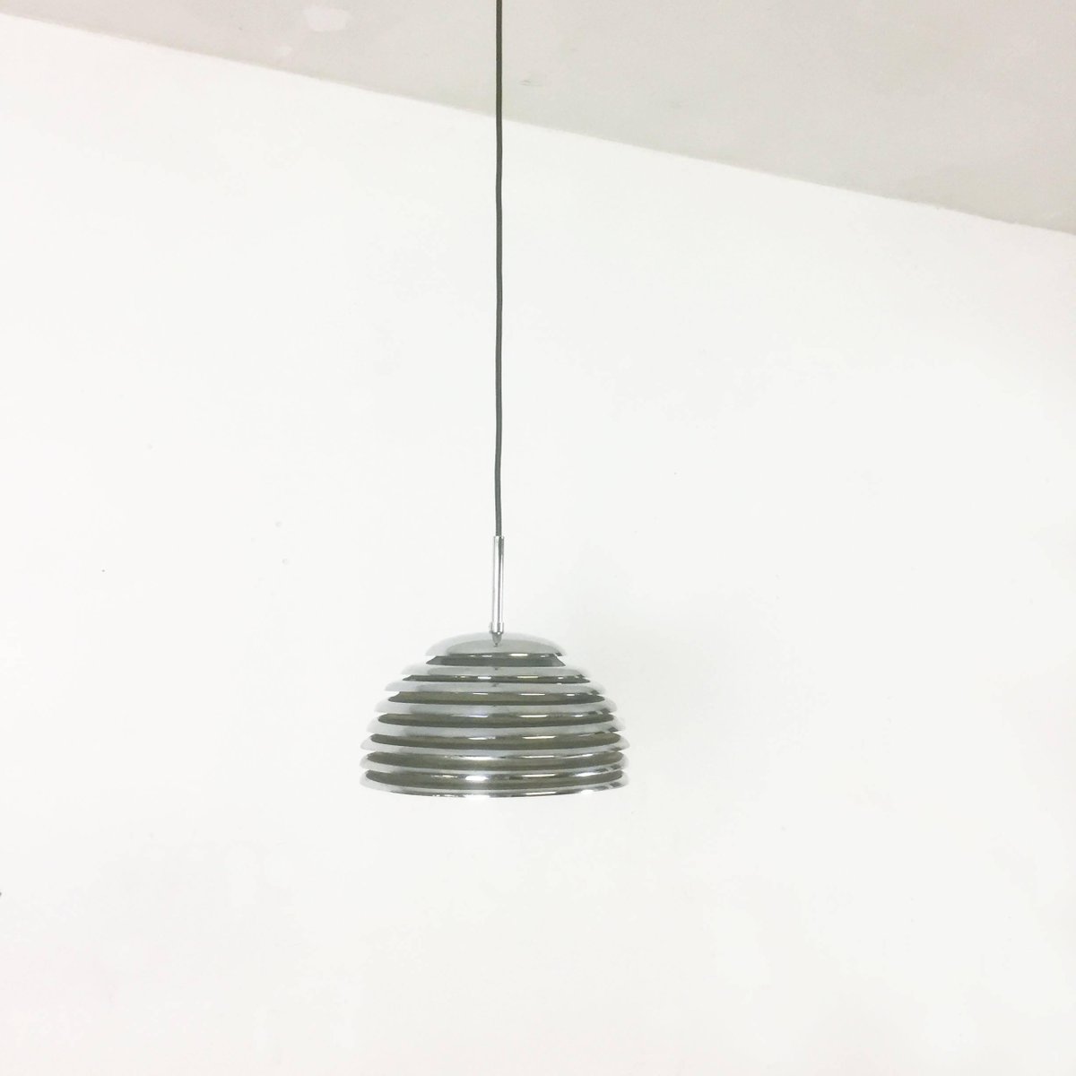 German Chrome Hanging Pendant Lamp by Kazuo Motozawa for Staff, 1960s