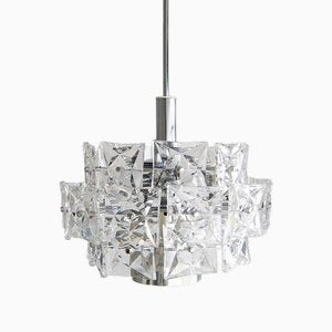 German Chromed Chandelier with Crystals from Kinkeldey, 1960s-UMB-1752683