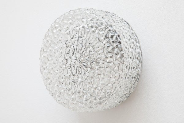 German Circular Textured Glass Flush Mount Wall light from RZB Leuchten, 1960s-KL-620429