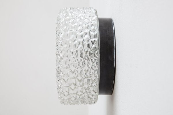 German Circular Textured Glass Flush Mount Wall light from RZB Leuchten, 1960s-KL-620429