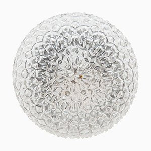 German Circular Textured Glass Flush Mount Wall light from RZB Leuchten, 1960s-KL-620429