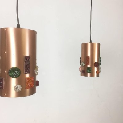 German Copper Hanging Lights, Germany, 1970s, Set of 2-QZ-1052873