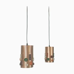 German Copper Hanging Lights, Germany, 1970s, Set of 2-QZ-1052873