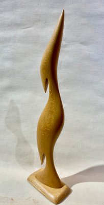 German Crane Figurine in Beech-ROJ-1313863