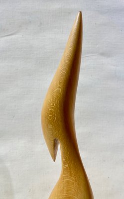 German Crane Figurine in Beech-ROJ-1313863