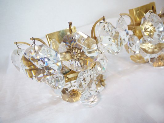 German Crystal and Brass Sconces by Christoph Palme, 1960s, Set of 2-DEK-550856